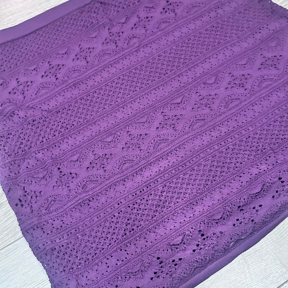WHBM Crochet Knit Plum Purple Mini Skirt - Picture 6 of 11